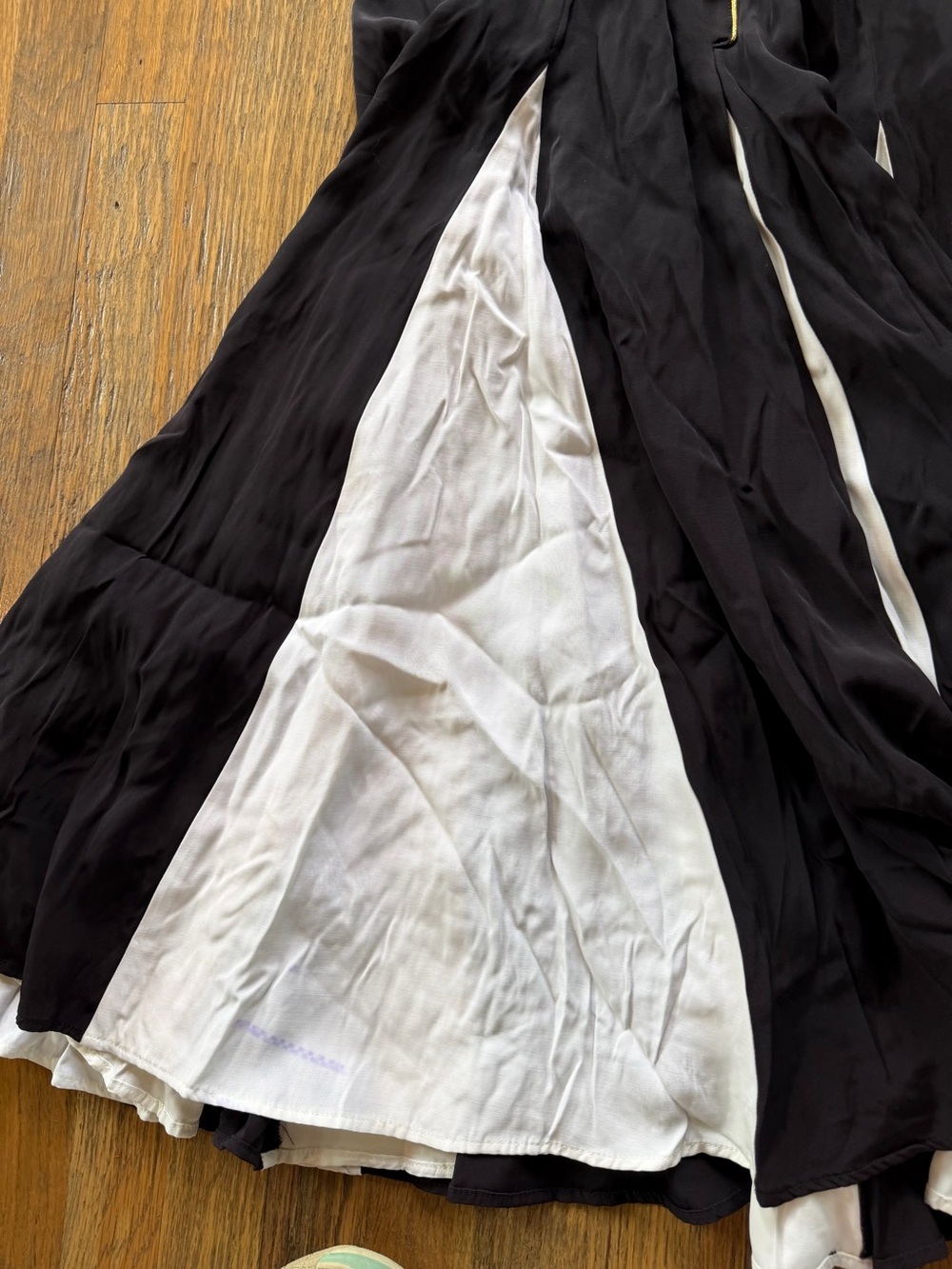Vintage D.Frank Black and White Long-Sleeve Paneled pleated Drop Waist Dress - Picture 6 of 12